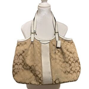 Coach white ivory devin tote satchel bag
